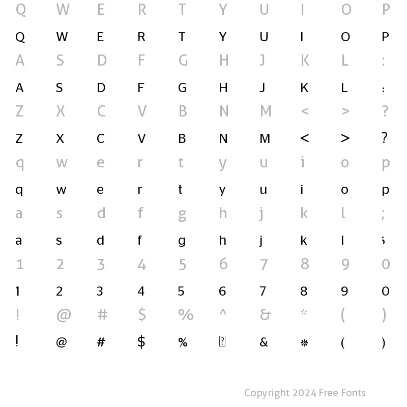 Character Map of Kufyan Arabic Light