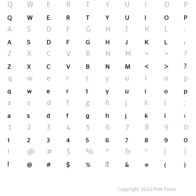 Character Map of Kufyan Arabic Regular