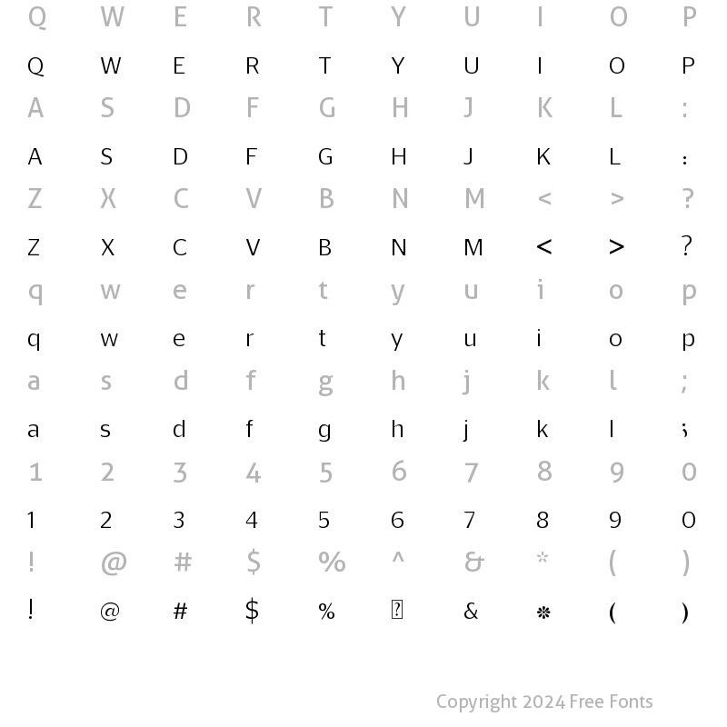 Character Map of Kufyan Arabic Thin