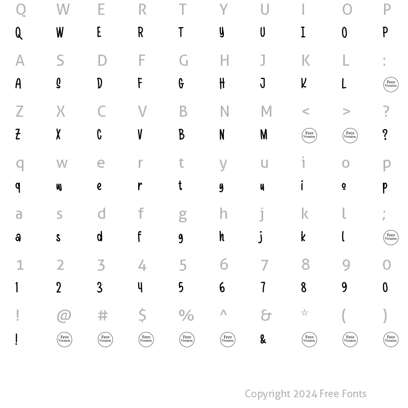 Character Map of Kulo Free Version Regular