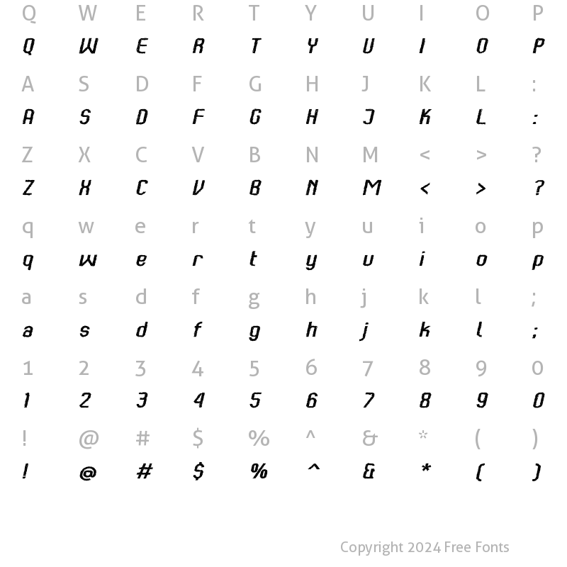 Character Map of Kumba Claw Book Expanded Italic