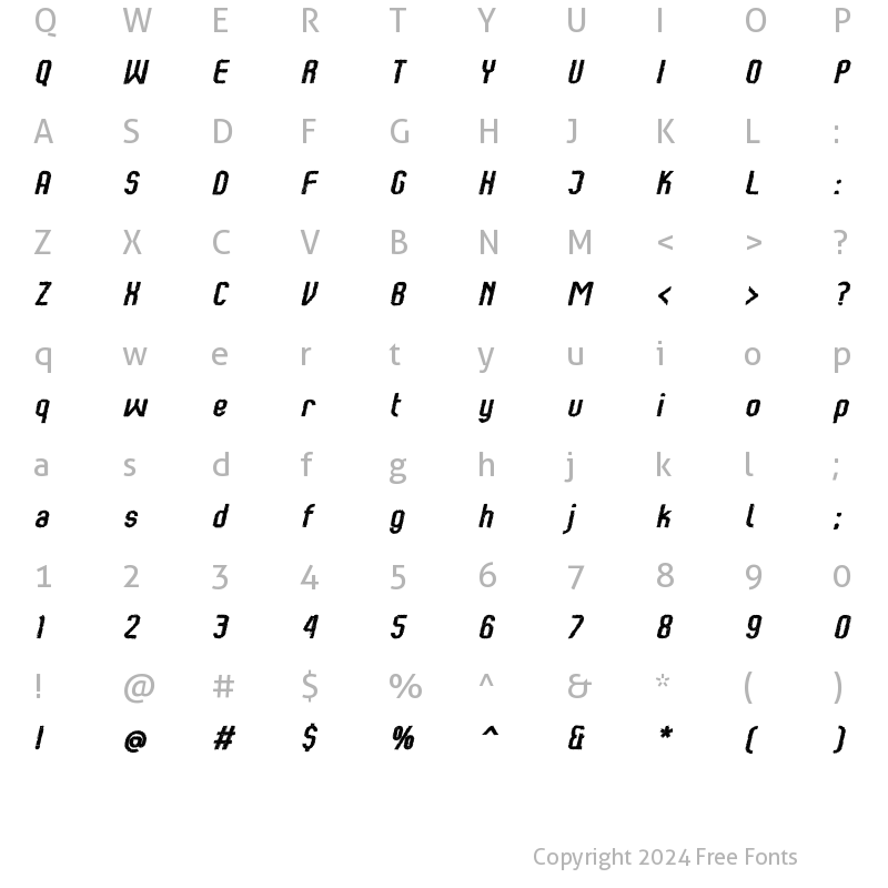 Character Map of Kumba Claw Regular Italic