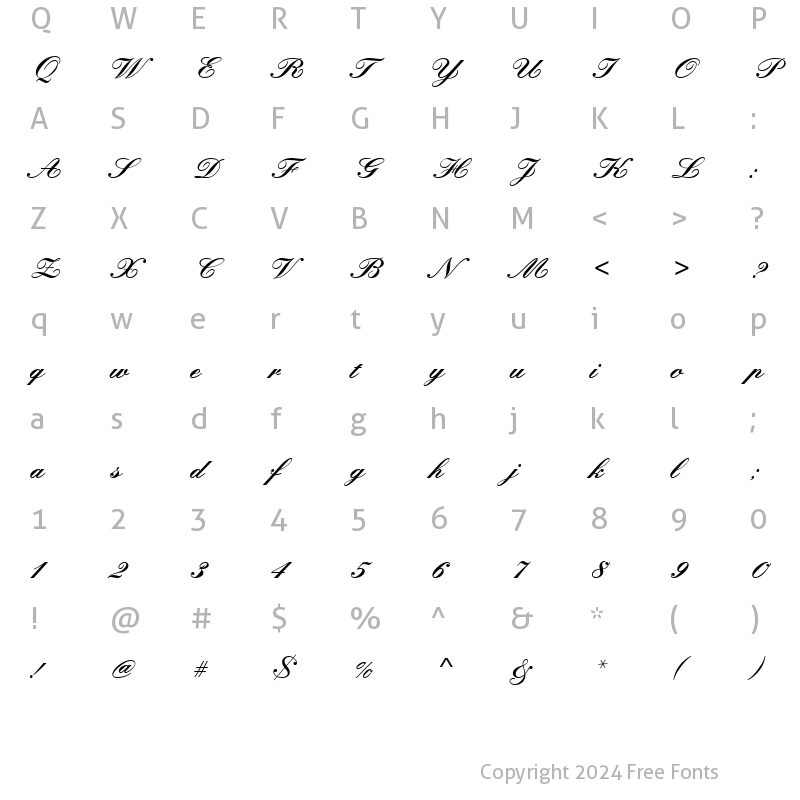 Character Map of KunstlerschreibschDBol Regular