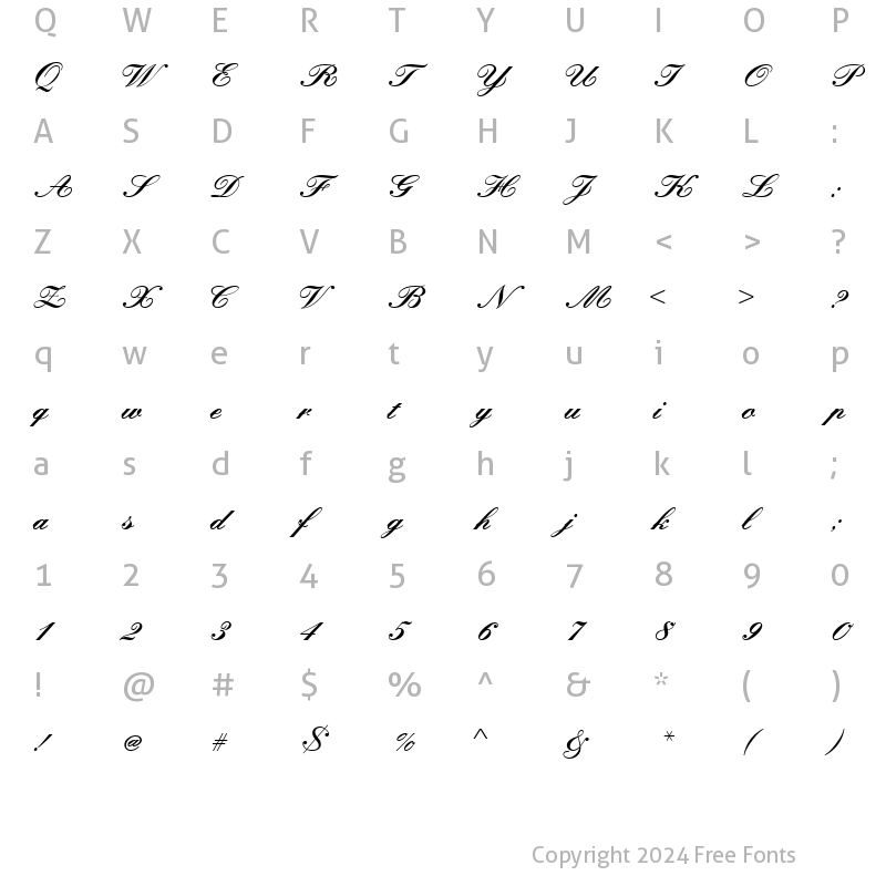 Character Map of KunstlerschreibschJoiDBol Regular