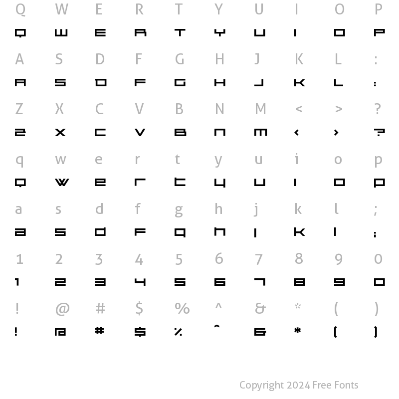 Character Map of Kunstware Alphabet Regular