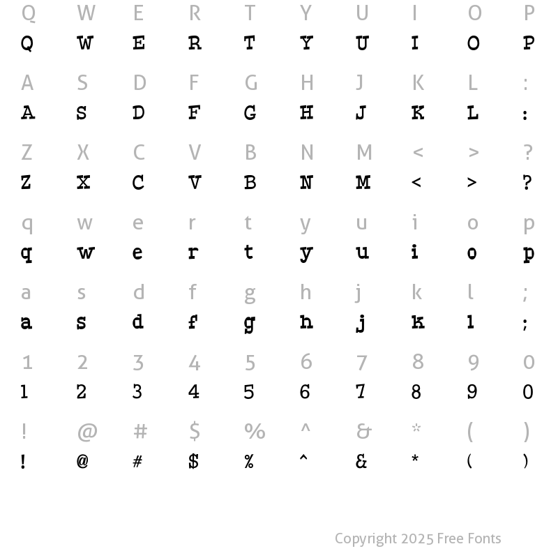 Character Map of KuntryCombo 3-in-1 Regular