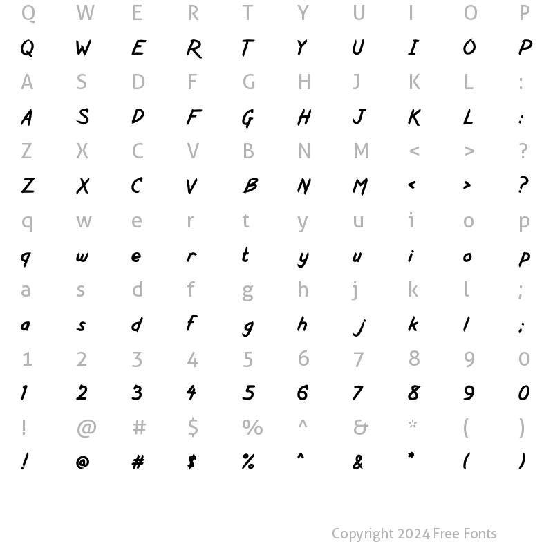 Character Map of Kurazan Regular