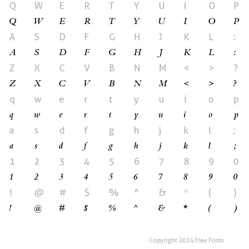 Character Map of KuriakosSSK BoldItalic