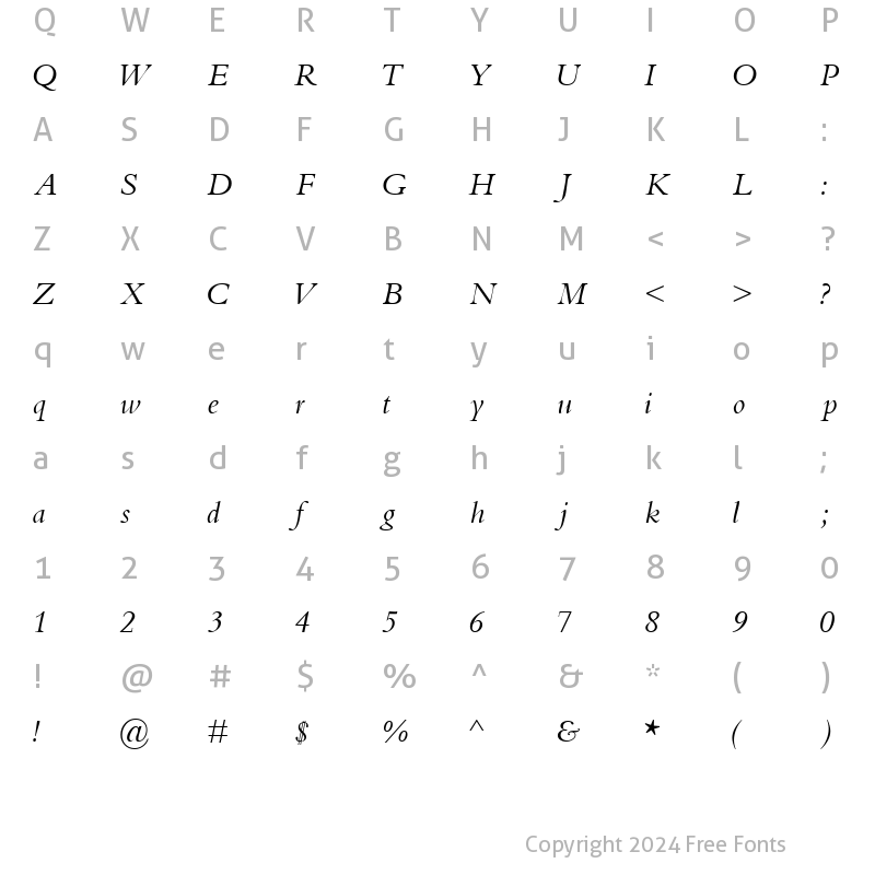 Character Map of KuriakosSSK Italic