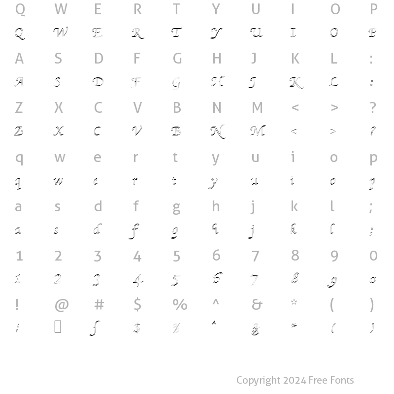 Character Map of Kursive Becker Normal