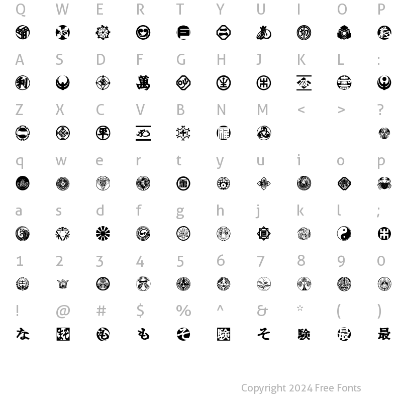 Character Map of Kurusu Regular