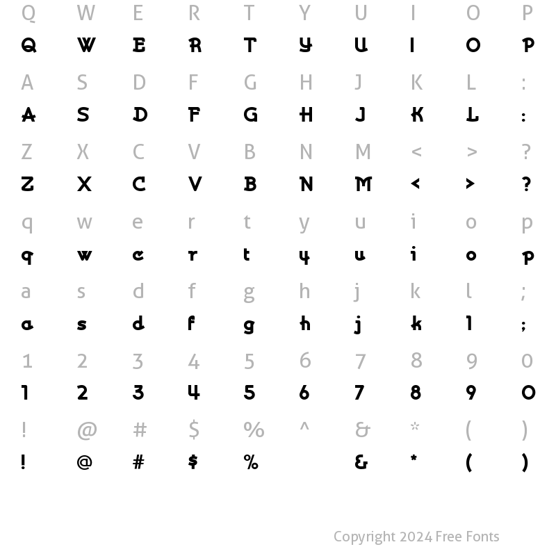 Character Map of Kurvaceous NF Regular