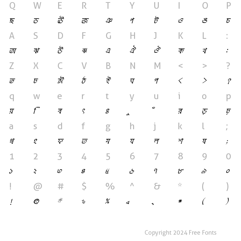 Character Map of KushiaraMJ Italic