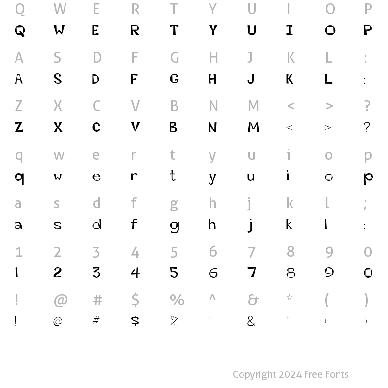 Character Map of KwiKwitSSK Regular