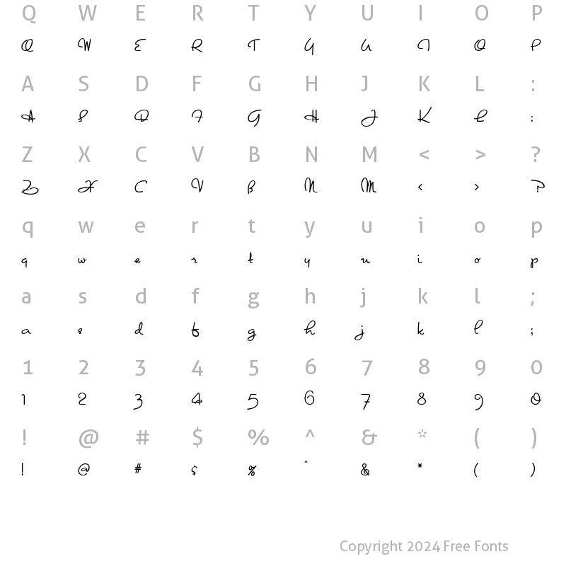 Character Map of Kyanna Regular