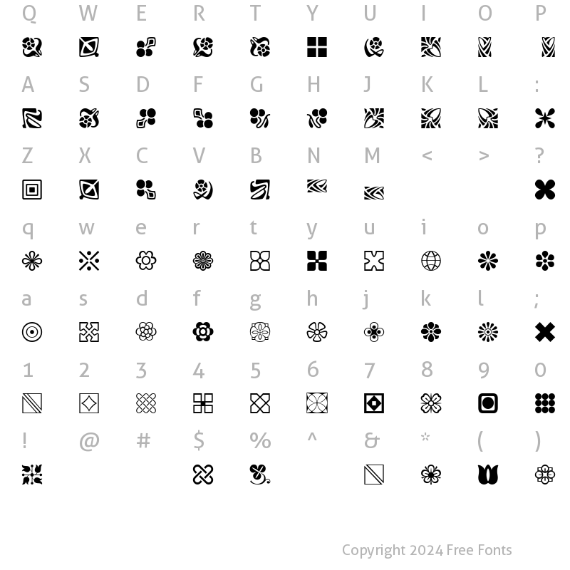 Character Map of L DecorationPi 2 Regular