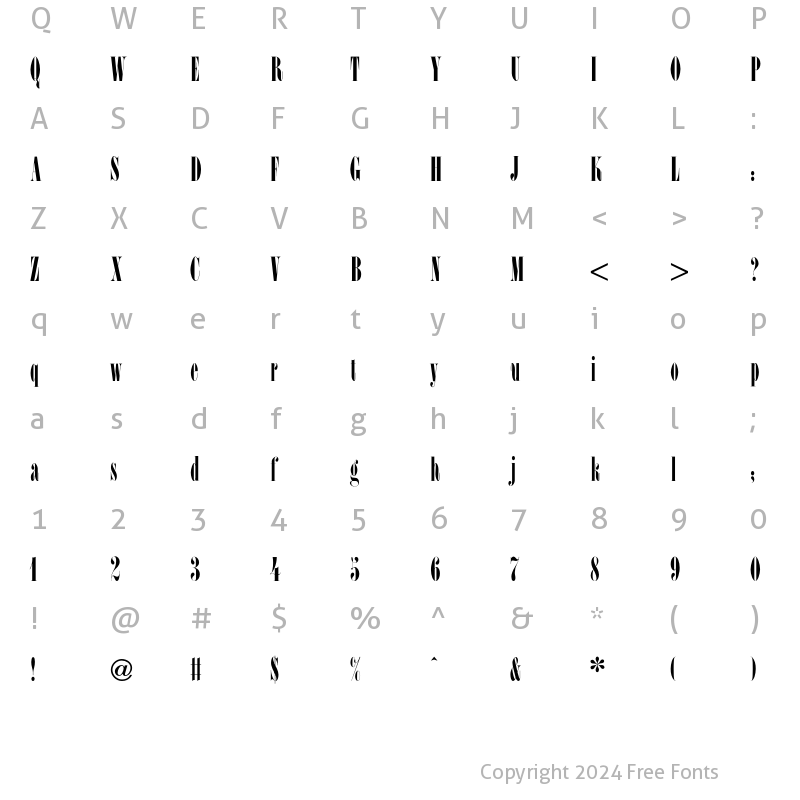 Character Map of L SCCondensed Regular