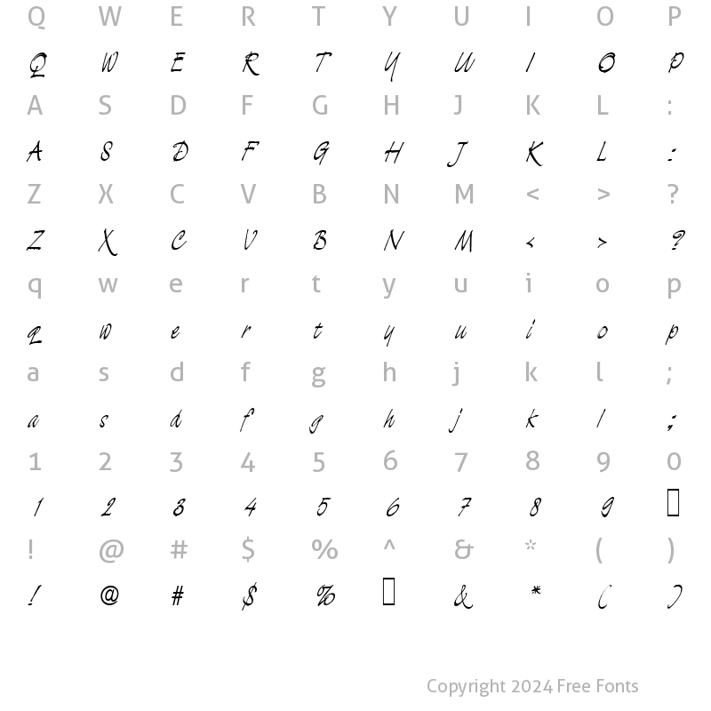 Character Map of L850-Script Regular