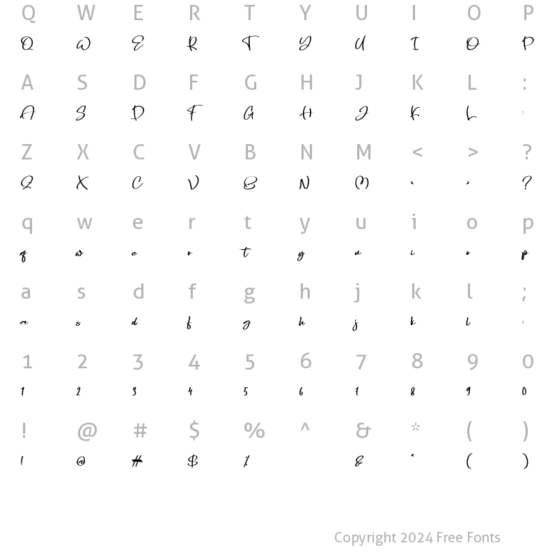 Character Map of La Delluga Regular