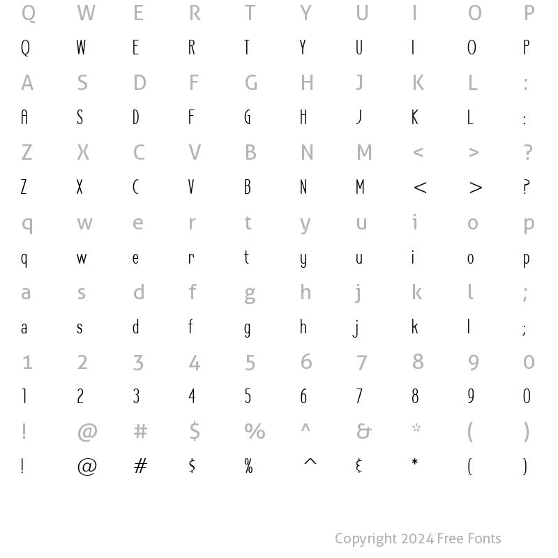 Character Map of LA Headlights BTN Cond Regular