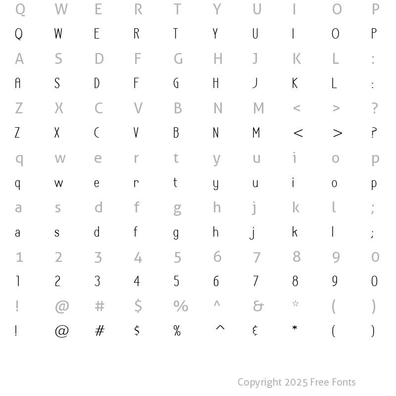 Character Map of LA Headlights BTN Regular