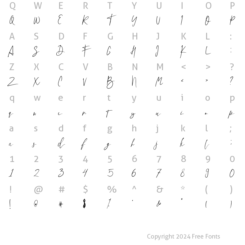 Character Map of La Lune Script