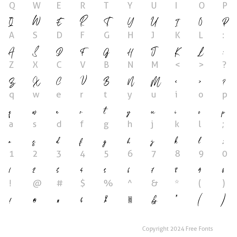 Character Map of La Saffina Regular