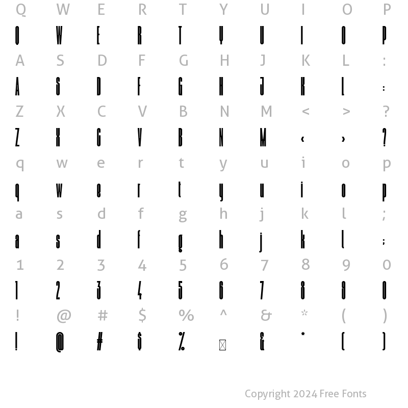 Character Map of LaBonita Bold Condensed