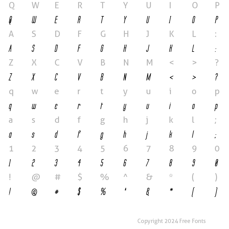 Character Map of Labtop Bold Italic