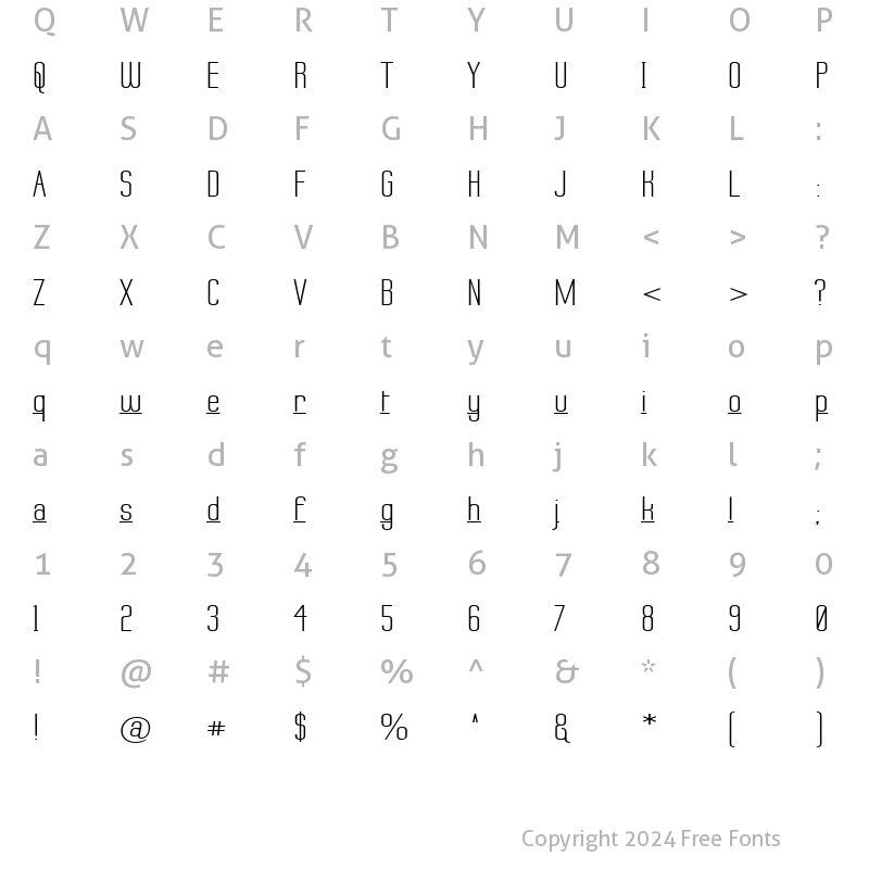 Character Map of Labtop Down Under Regular