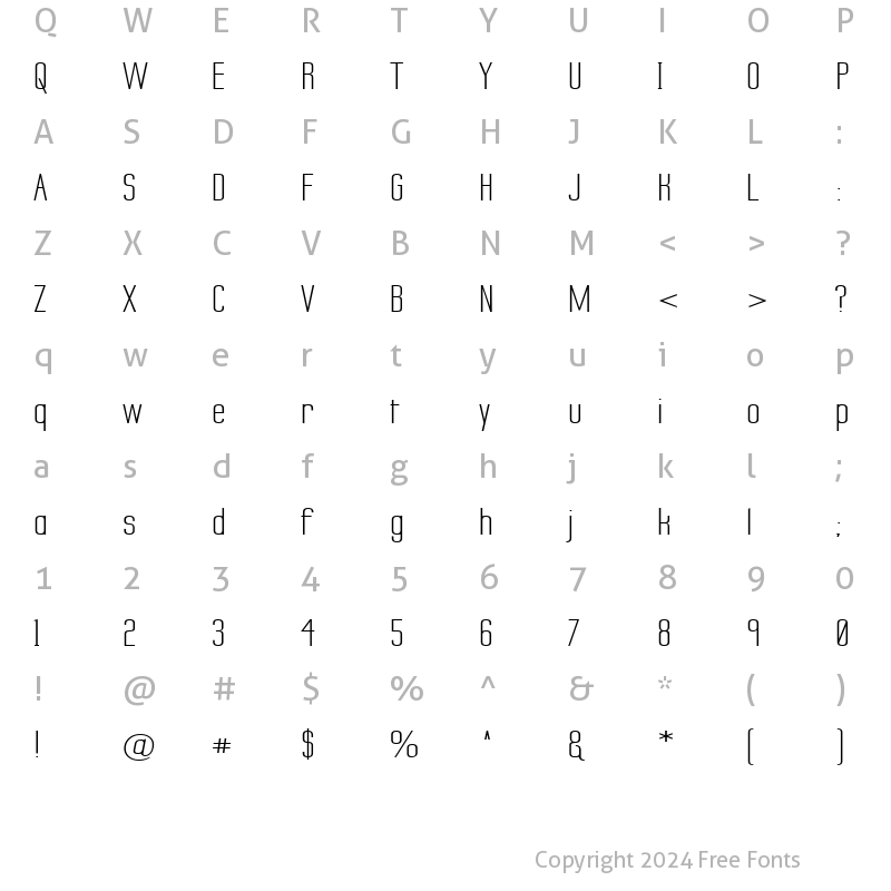 Character Map of Labtop Secundo Wide Regular