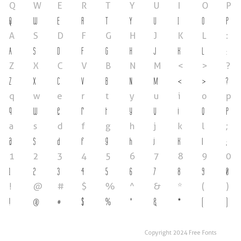 Character Map of Labtop Unicase Upper Regular