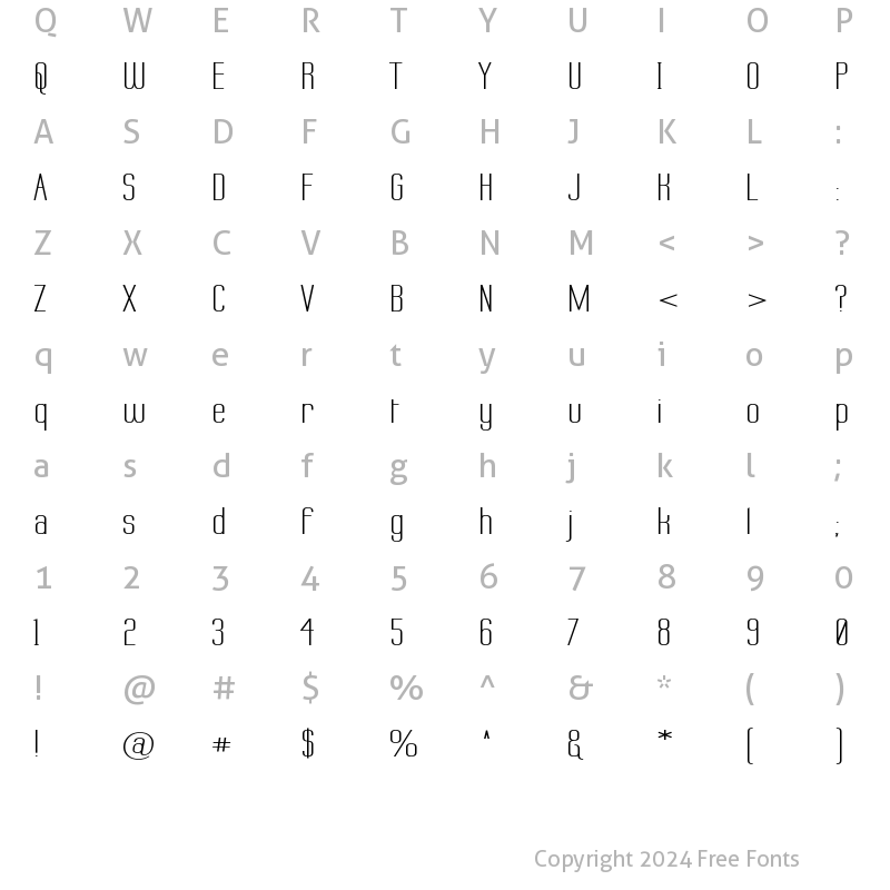 Character Map of Labtop Wide Regular