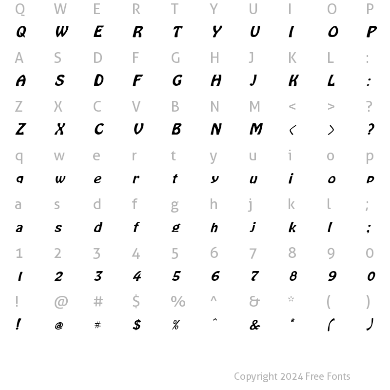 Character Map of LaCosta Italic