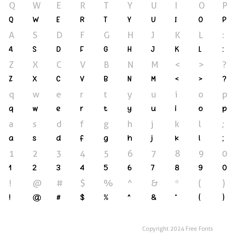 Character Map of Ladoren Hoopella Regular