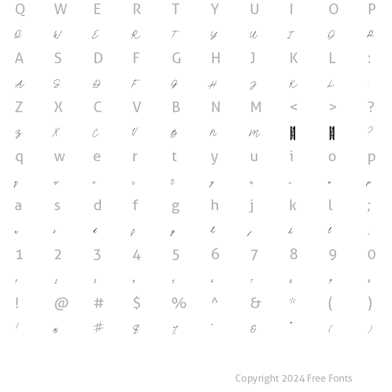 Character Map of Lady Frederick Regular