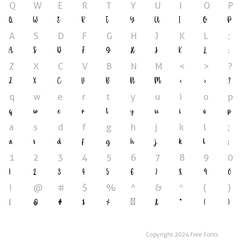 Character Map of Lady Old Rose Regular