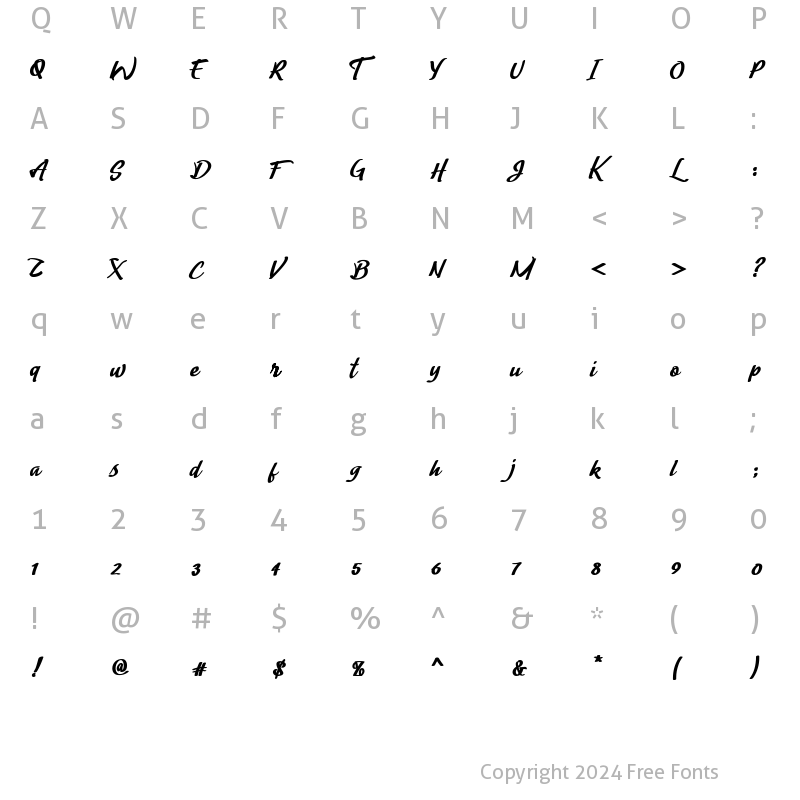 Character Map of Lady Writer Regular