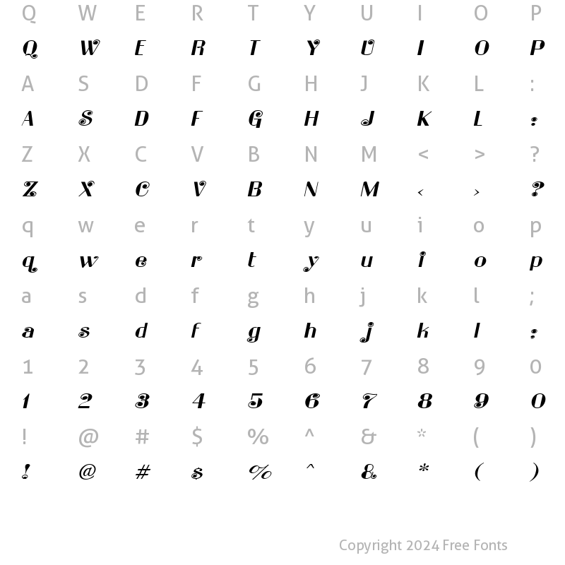 Character Map of Ladybug Italic