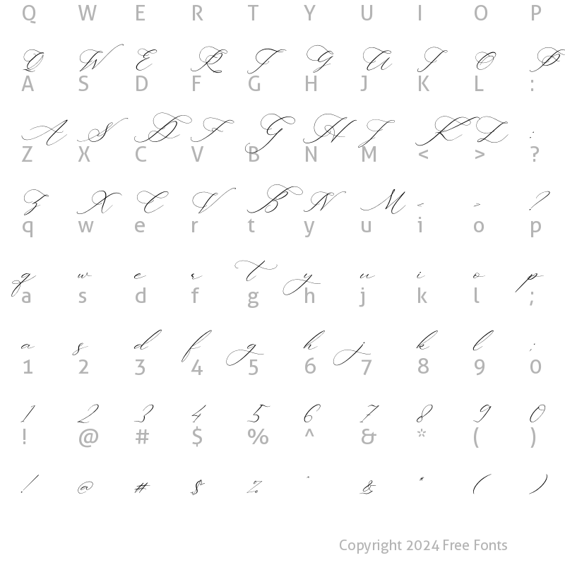 Character Map of Ladyday Italic