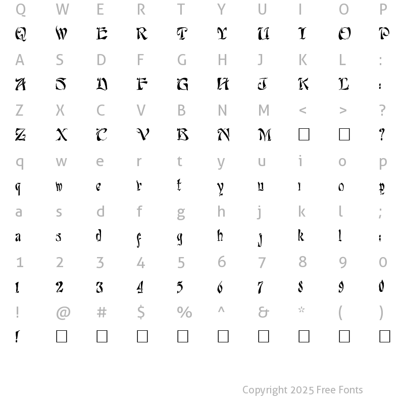 Character Map of Lafcadio Normal