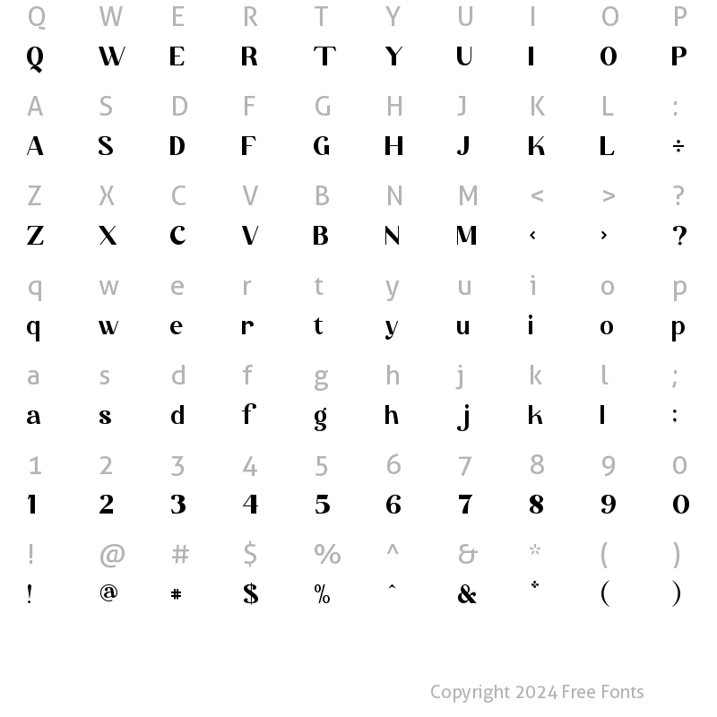 Character Map of Lafier Regular