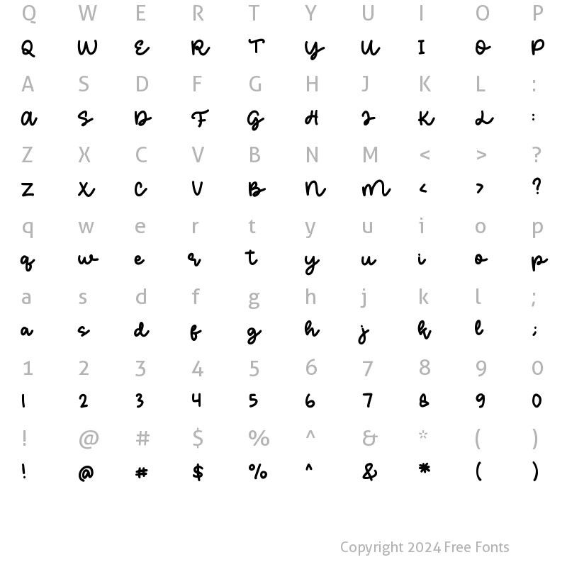 Character Map of Lagi Regular