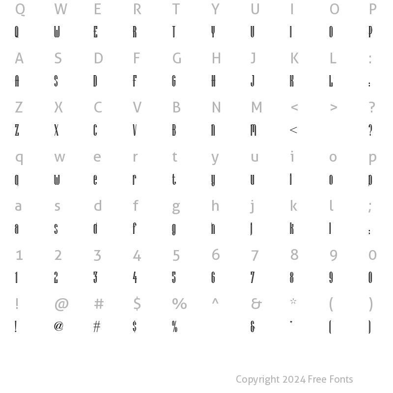 Character Map of Lagniappe Inline NF Regular