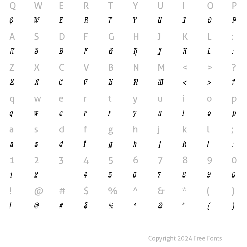 Character Map of LaliqueLight Italic