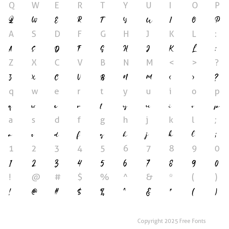 Character Map of Lallono Regular