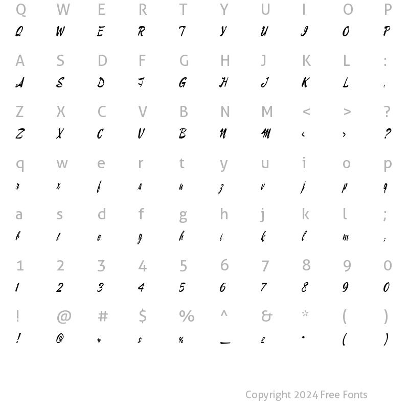 Character Map of LampoonBrush2 Regular