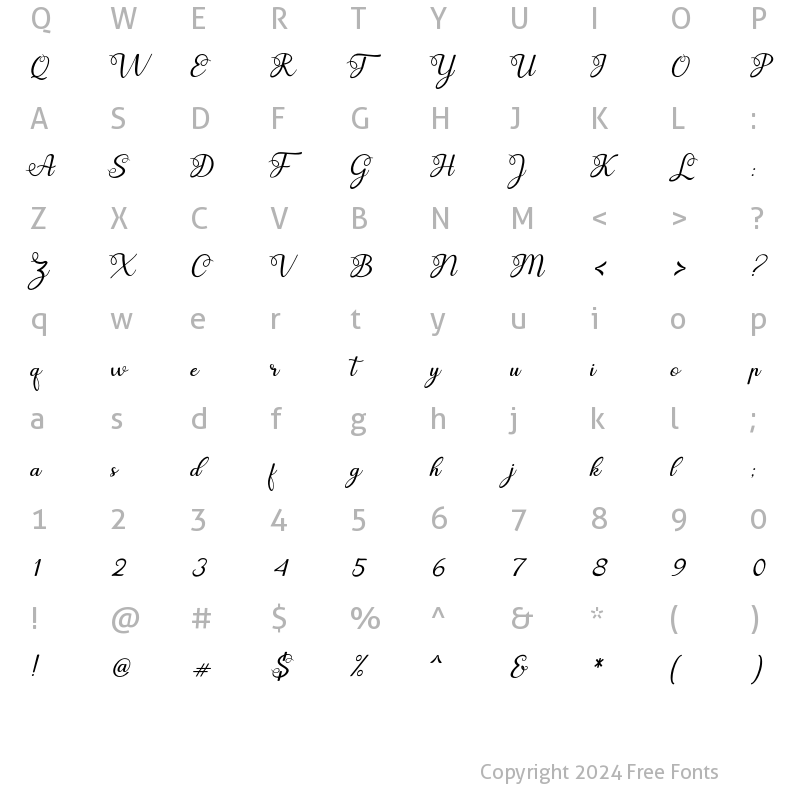 Character Map of Lamthong Script Regular