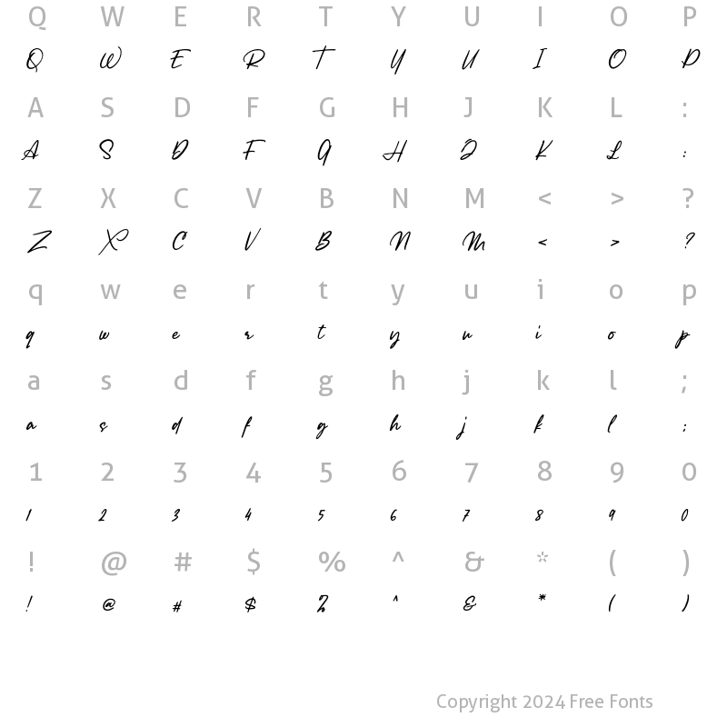 Character Map of Lancaste Script Alt Regular