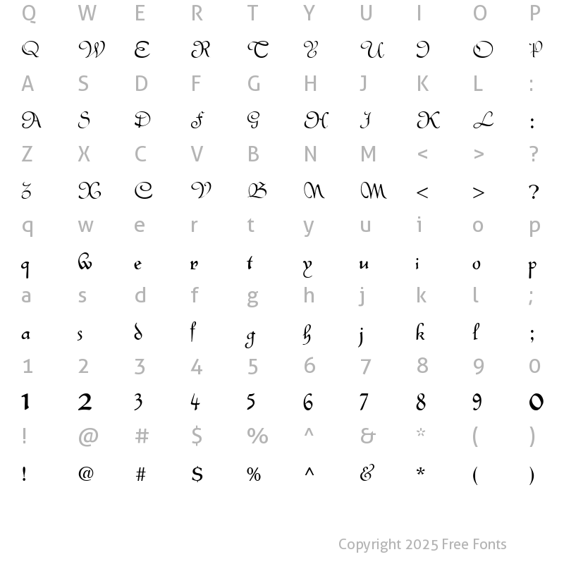 Character Map of Lancaster ttnorm Bold